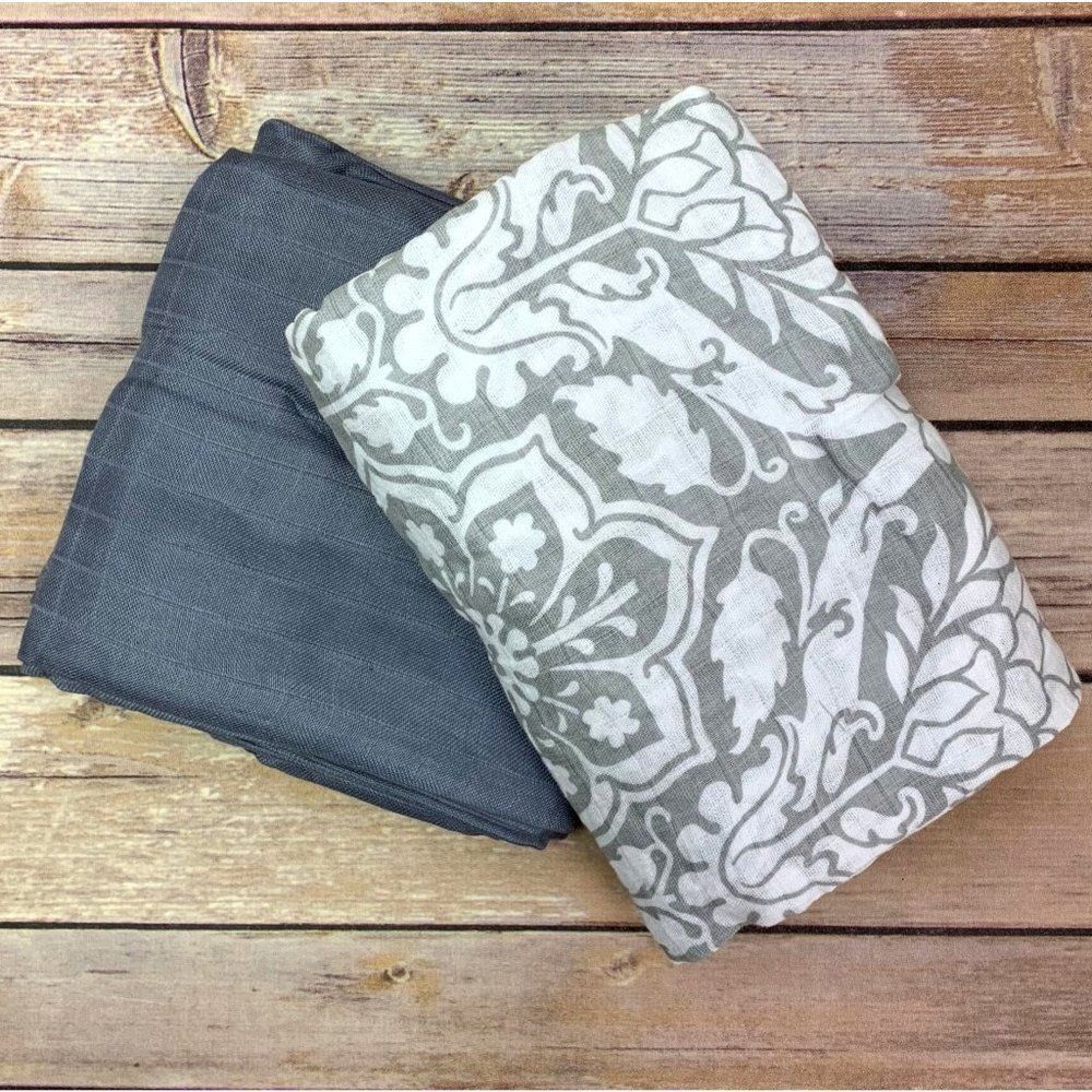 Gray/Neutral, 2pk of BAMBOO & Organic Cotton Muslin Swaddles 47"x47" made from B